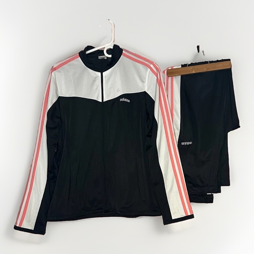 Adidas 2006 Vintage Tracksuit Set Black White Pink Jacket Pants Y2K‎